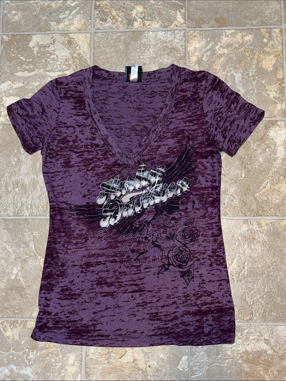 Harley-Davidson Women's Purple V-Neck Graphic Tee